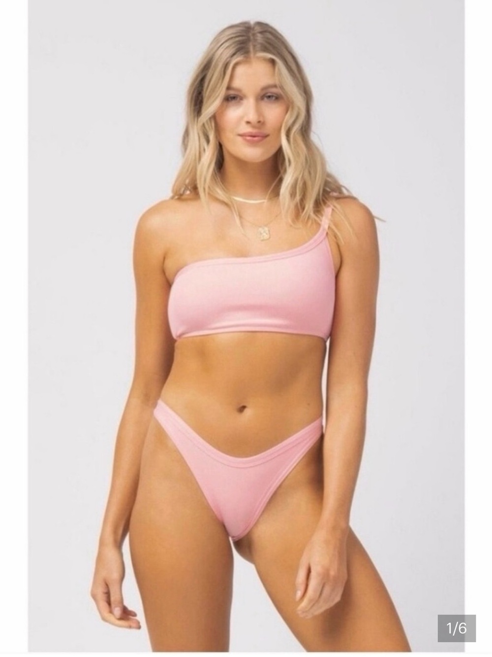 l*space Pink One-Shoulder Ribbed Bikini Set - Picture 2 of 5